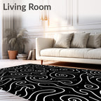 Abstract Swirls and Lines Pattern Rug