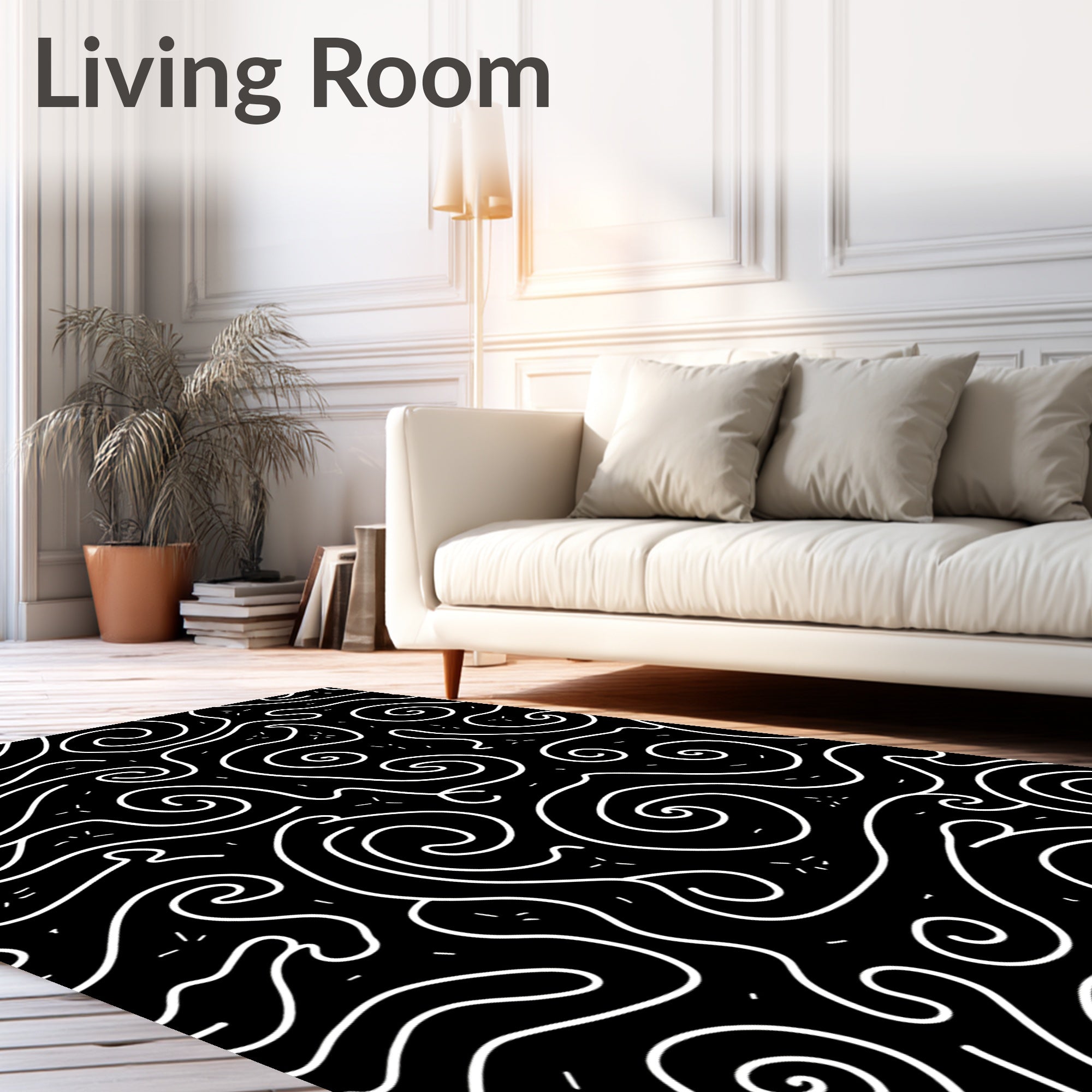 Abstract Swirls and Lines Pattern Rug