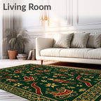Regal Nutcracker Winter Forest Sleigh Red Rug