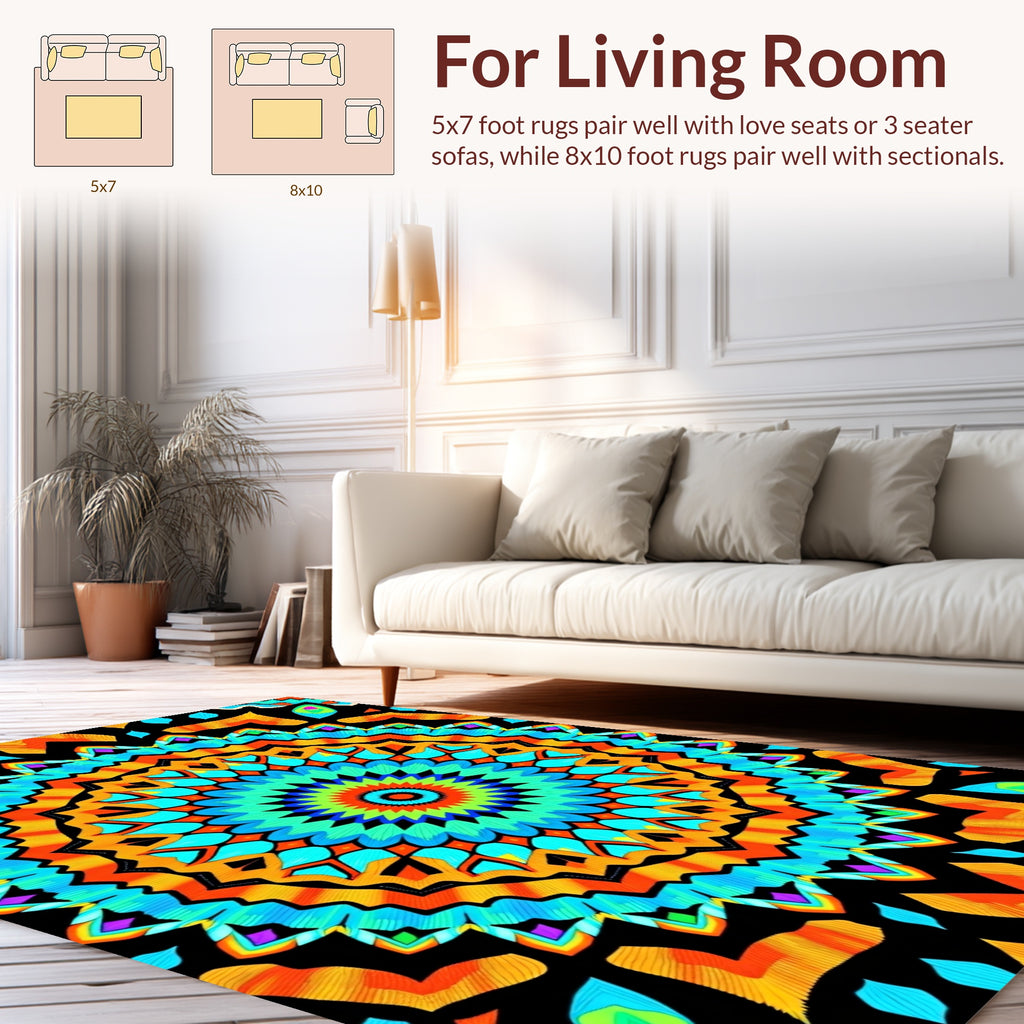 Vibrant Abstract Geometric Mandala Design Rug