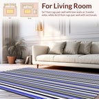 Vertical Blue Black White Stripes Pattern Rug