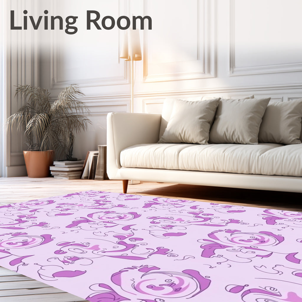 Abstract Pink Purple Whimsical Faces Rug