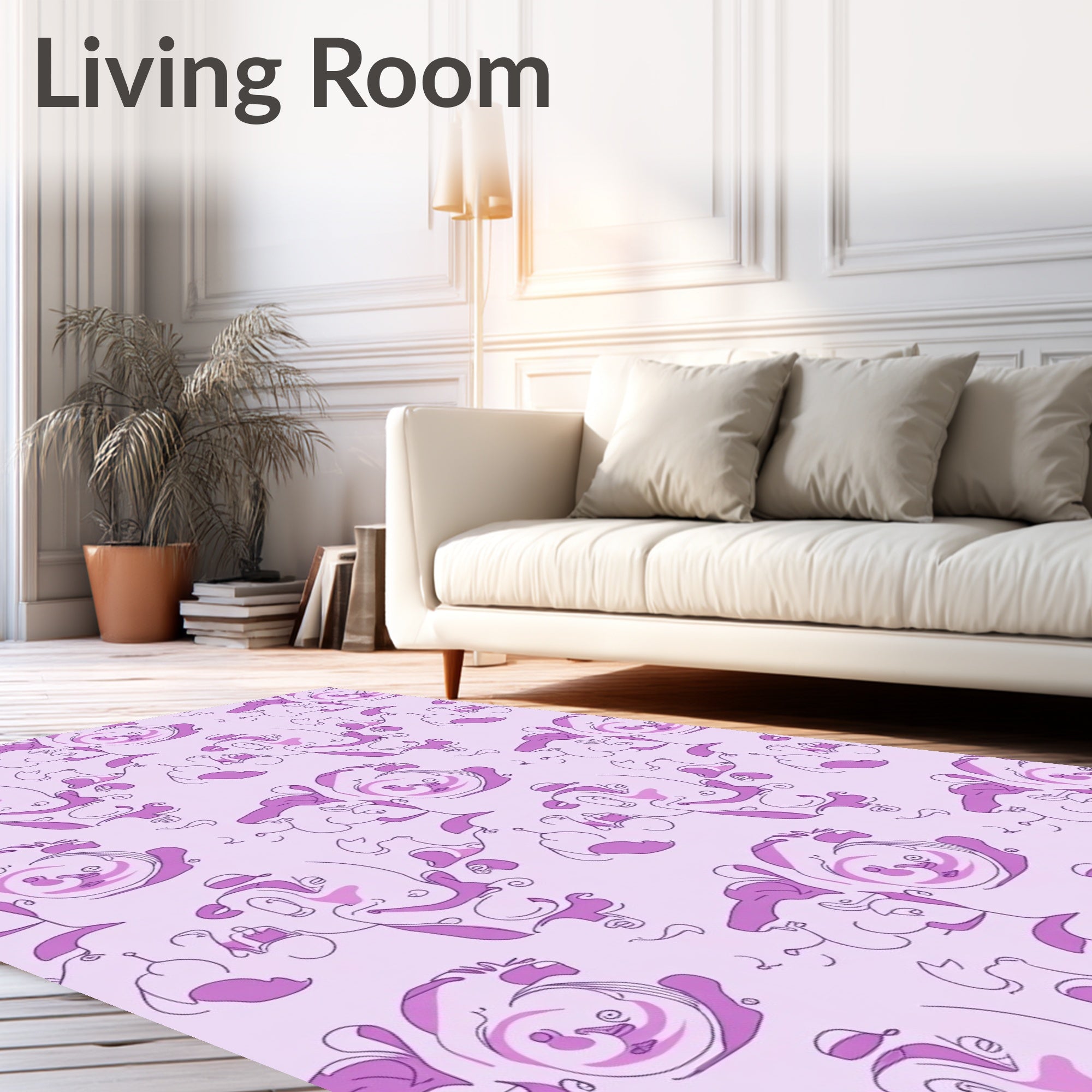 Abstract Pink Purple Whimsical Faces Rug