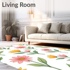 Pink and Yellow Floral Pattern Rug