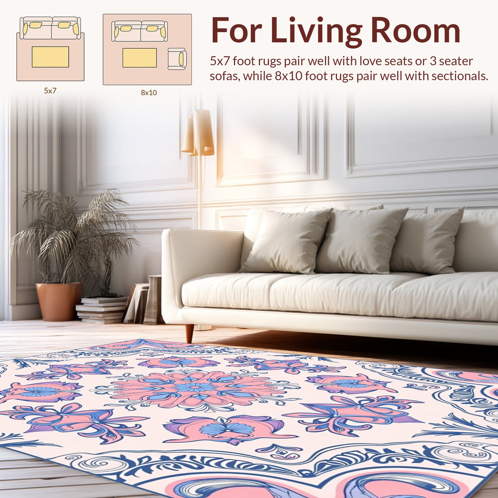 Intricate Floral Mandala Design Rug