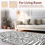 Art Deco Circuitry Black White Design Rug