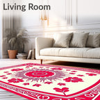 Vibrant Red Festive Floral Design Rug
