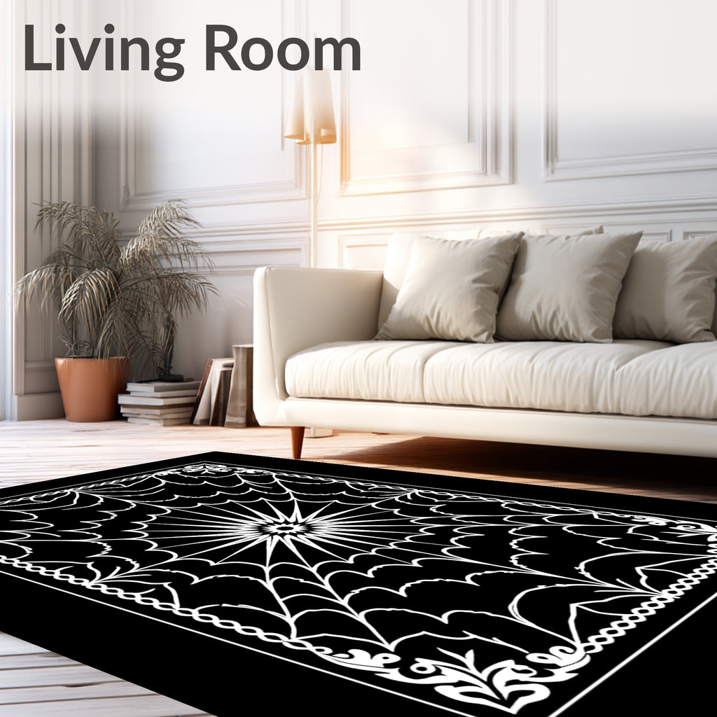 Intricate Spiderweb Mandala Design Rug