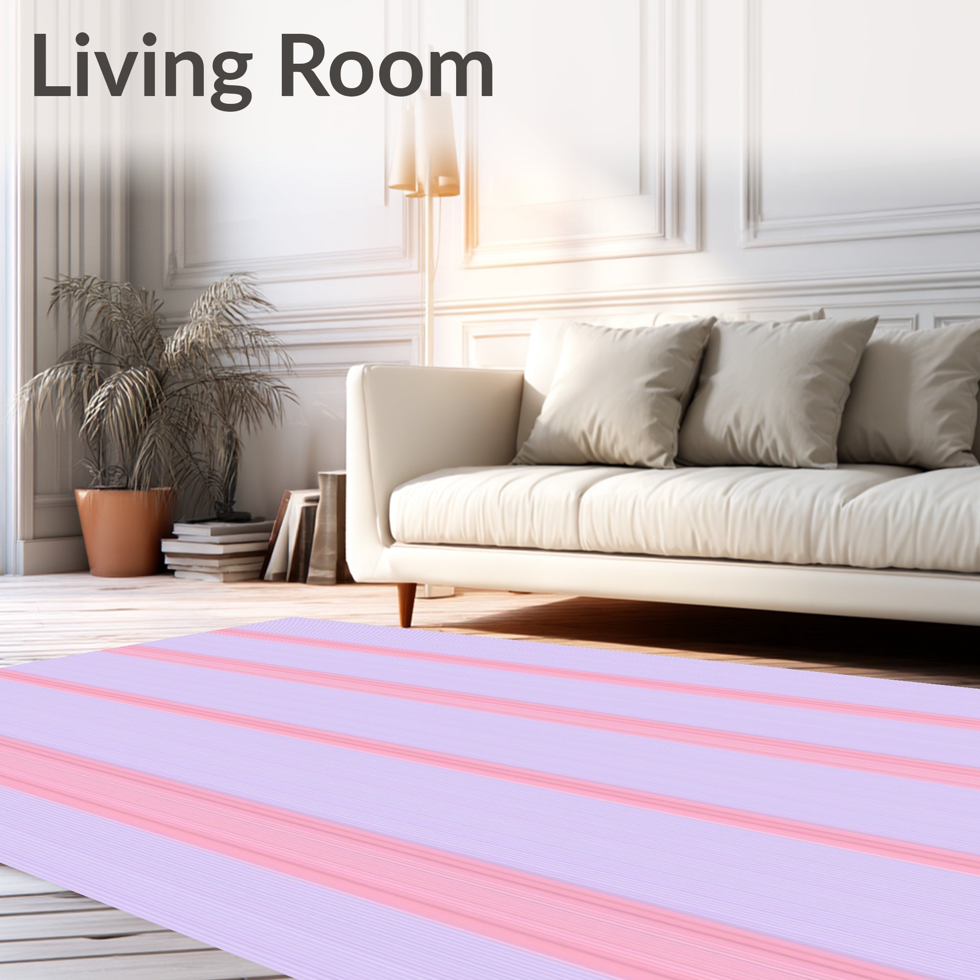 Pastel Pink And Purple Stripes Design Rug