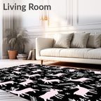 Pastel Deer Black Forest Snowflakes Rug