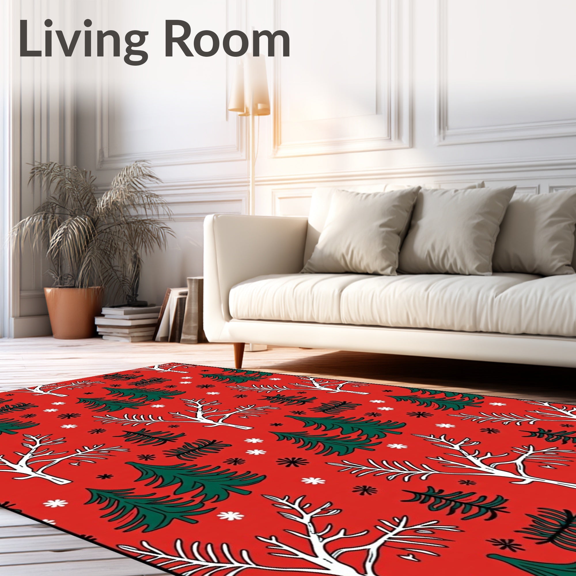 Winter Woodland Tree Pattern Rug