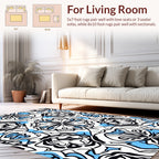 Abstract Symmetrical Black Blue Design Rug