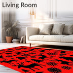 Christmas Deer Trees Pattern Rug
