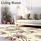 Botanical Fern Bloom Pattern Rug