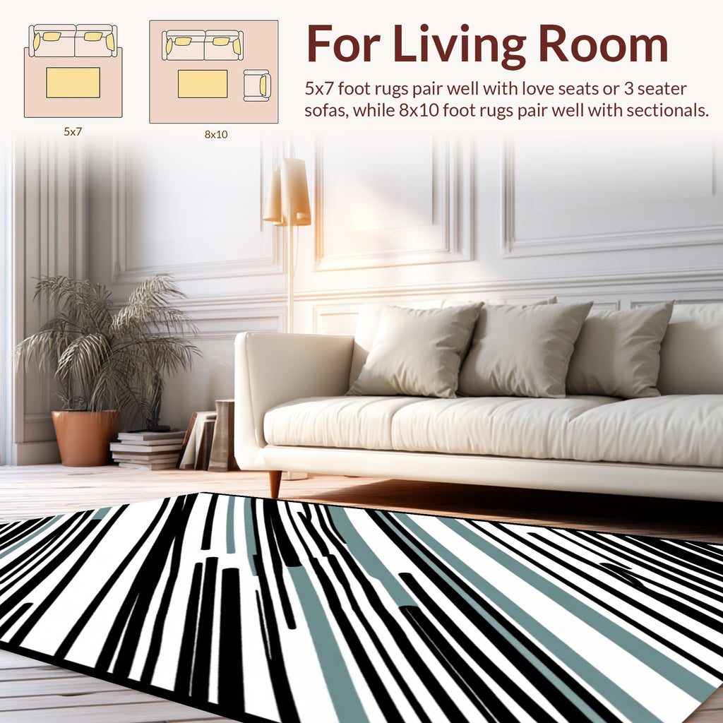 Modern Abstract Diagonal Stripe Rug