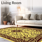 Elegant Yellow Floral Scroll Rug
