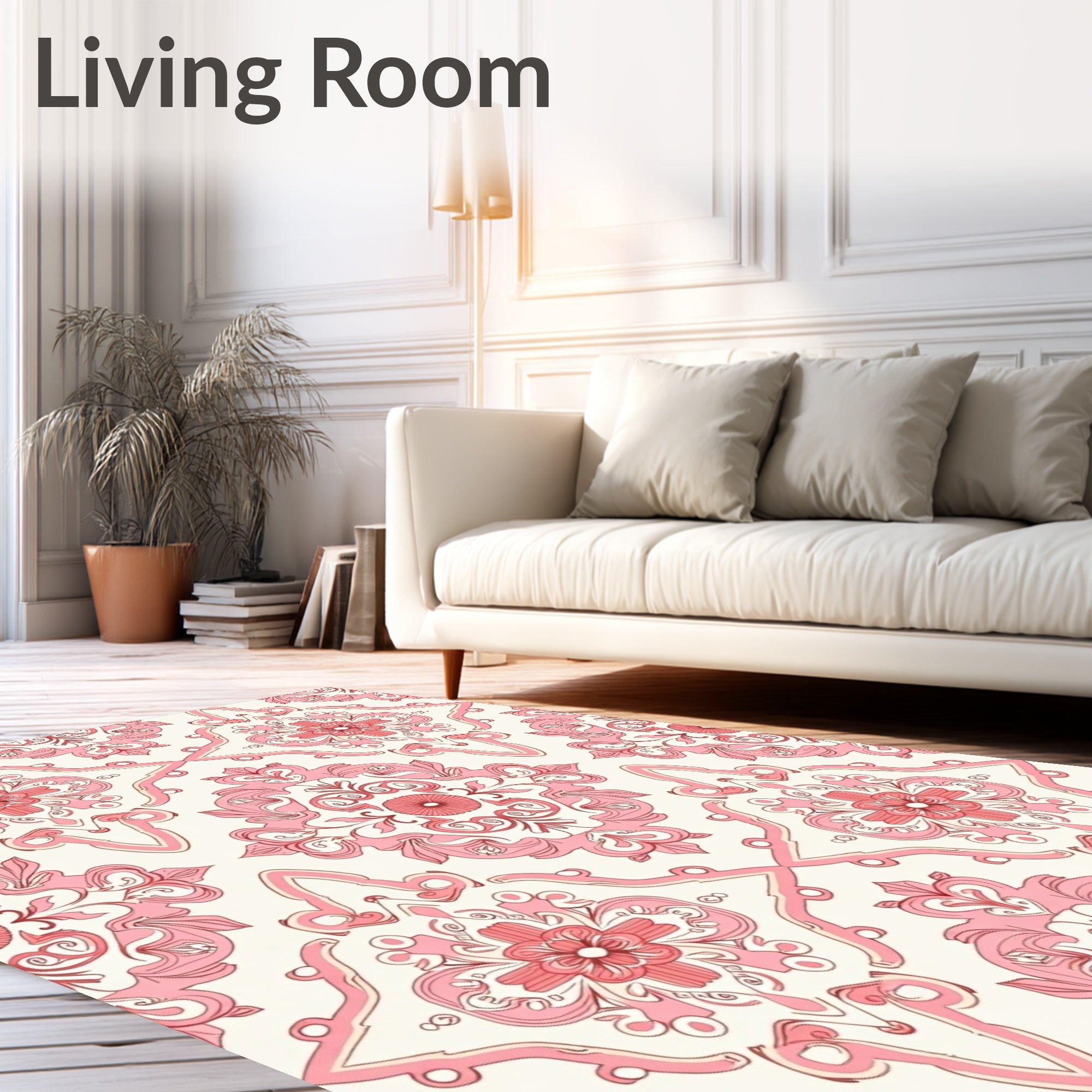 Elegant Pink Mandala Floral Pattern Rug
