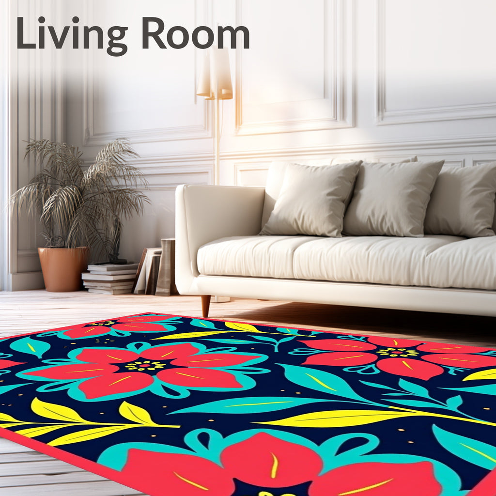 Bold Floral Design With Nature Motifs Rug