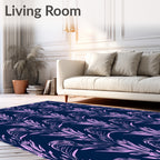 Art Nouveau Floral Navy Lavender Design Rug