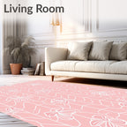 Light Pink Floral Leaf Pattern Rug