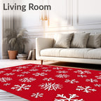 Charming Snowflakes Red Pattern Rug