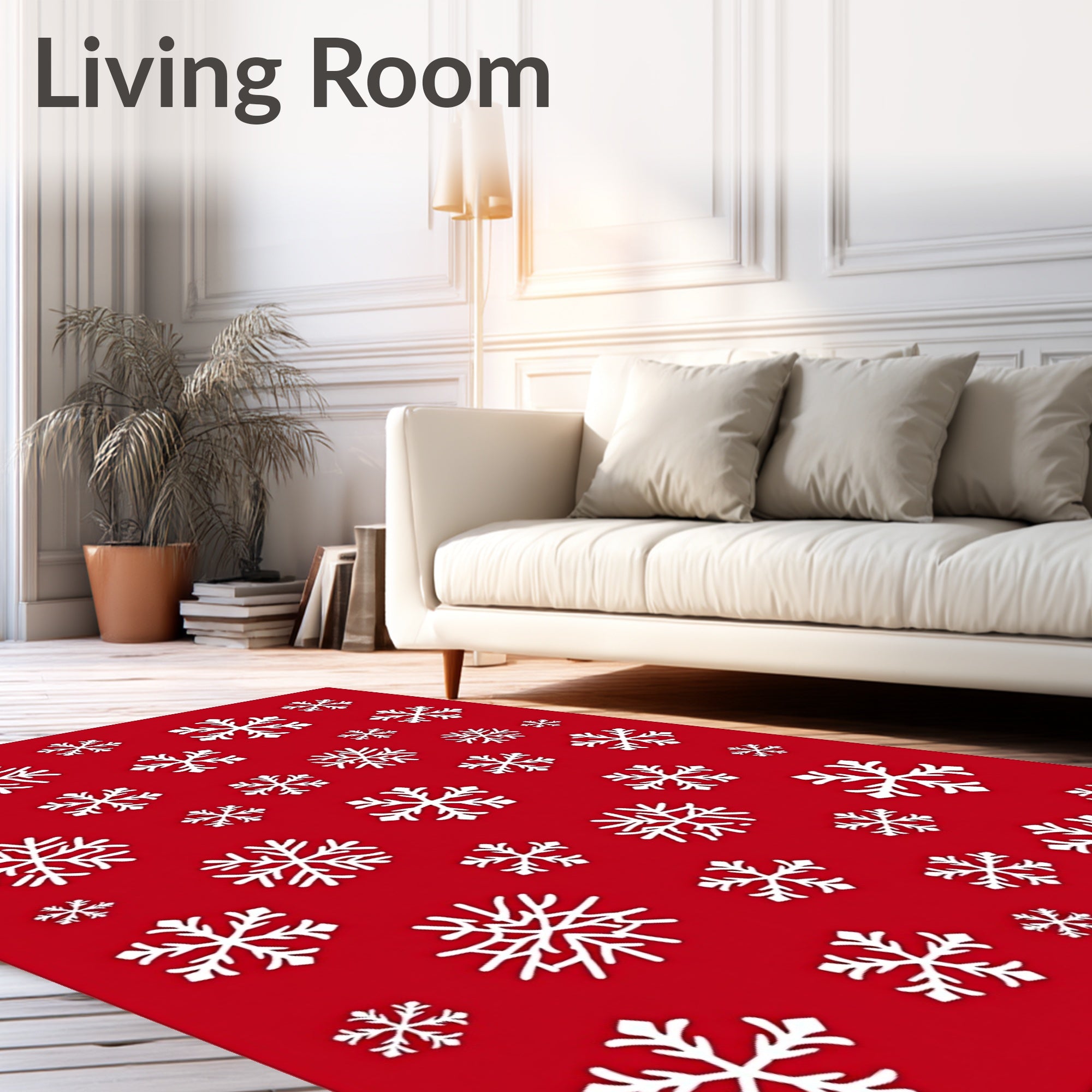 Charming Snowflakes Red Pattern Rug