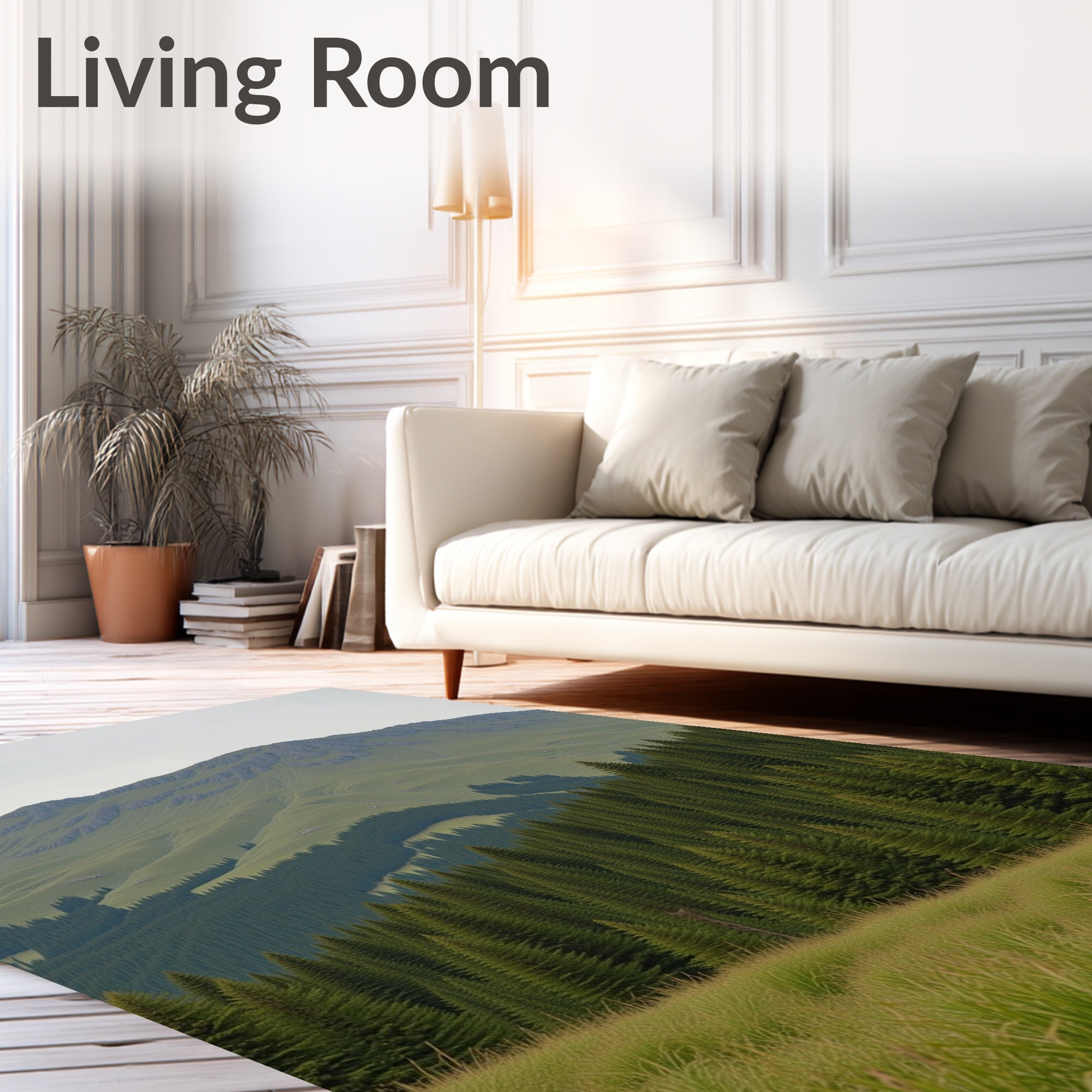 Green Mountain Landscape Pattern Rug