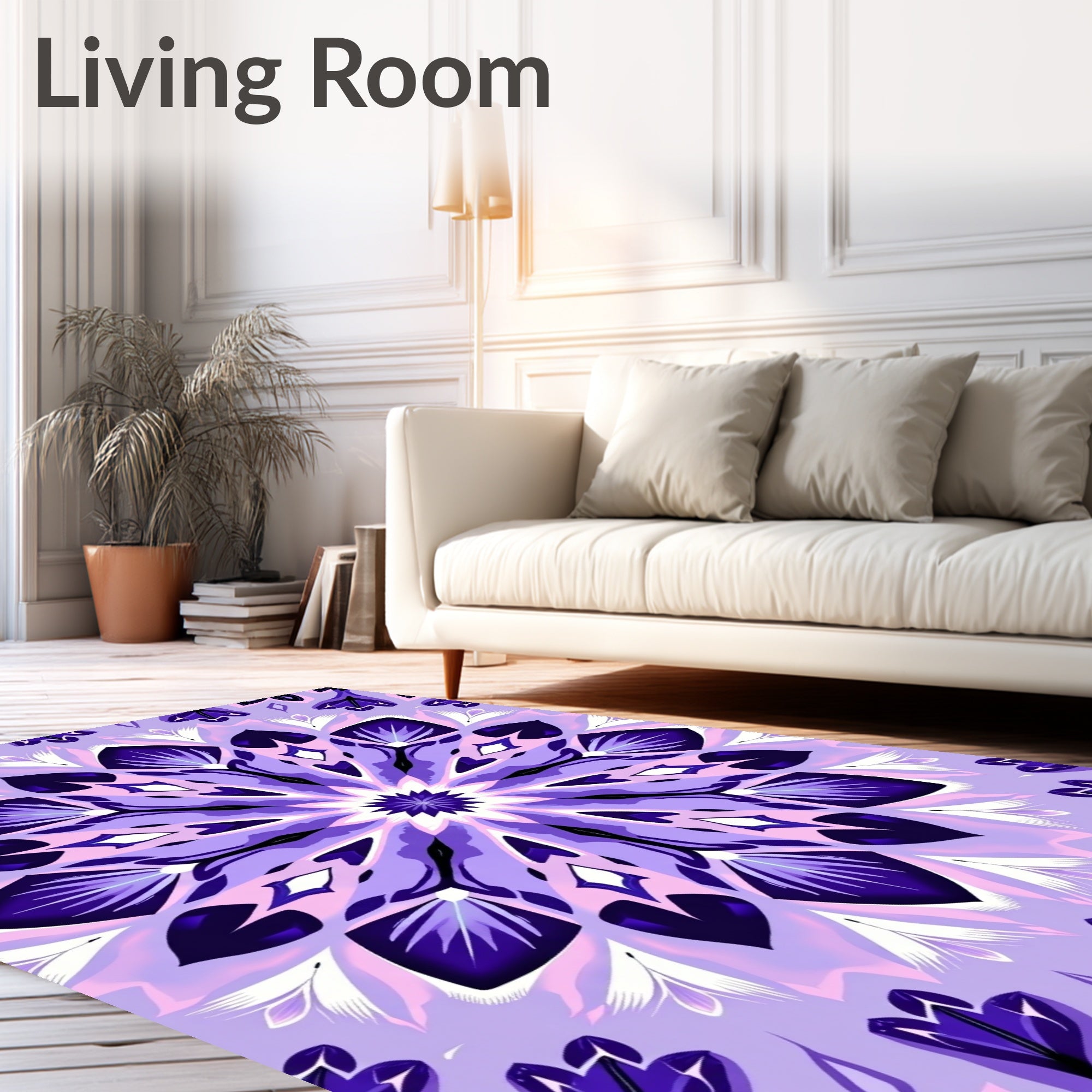 Purple Floral Mandala Pattern Rug