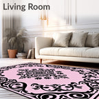 Classic Scrollwork Floral Border Design Rug