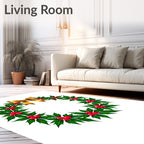 Gold Bow Holly Berry Wreath Rug