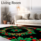 Red Green Holly Berry Garland Pattern Rug