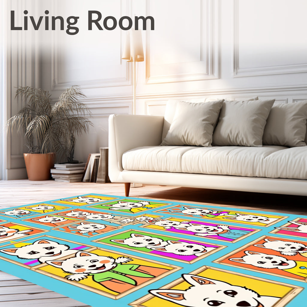 Playful Cartoon Dog Collage Design Rug