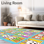 Playful Cartoon Dog Collage Design Rug