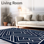 Sharp Geometric Art Deco Navy Diamond Rug