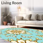Ornate Floral Pattern with Golden Accents Rug
