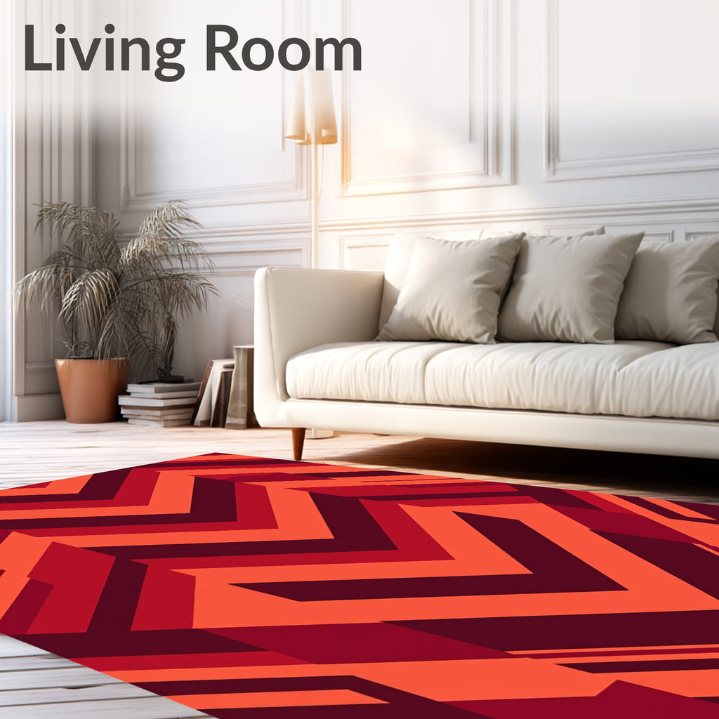 Bold Red Chevron Geometric Pattern Rug