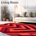 Bold Red Chevron Geometric Pattern Rug