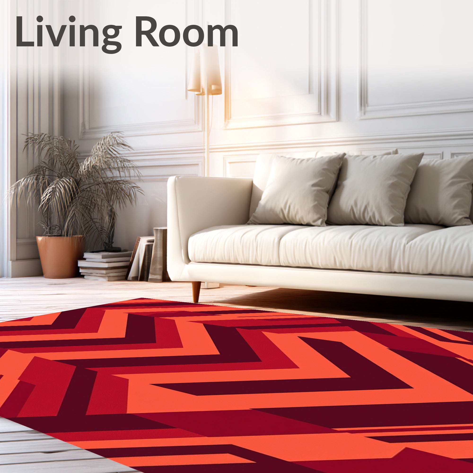 Bold Red Chevron Geometric Pattern Rug