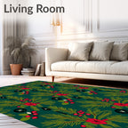 Festive Evergreen Berry Pattern Rug