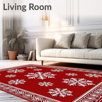 Red Snowflake Festive Pattern Rug