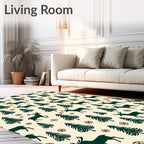 Forest Deer Tree Pattern Design Rug