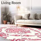 Elegant Pink Floral Damask Pattern Rug