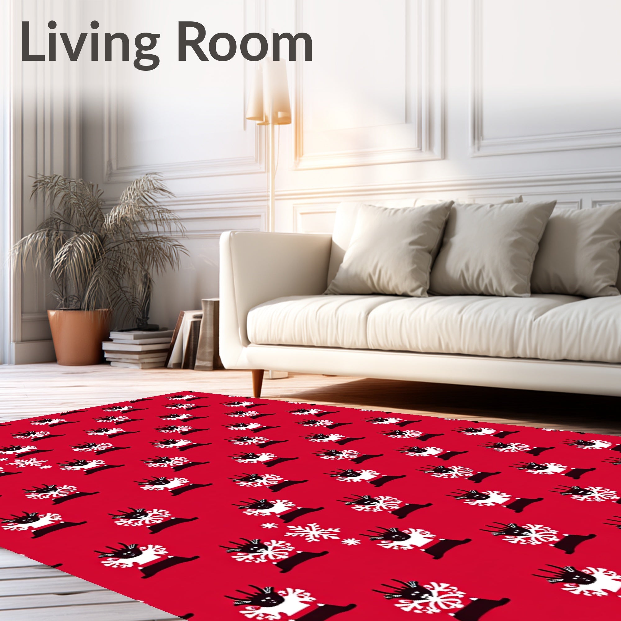 Cute Reindeer Snowflake Pattern Rug