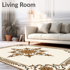 Ornate Floral Medallion Border Rug