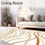 Golden Flowing Wave Pattern Rug