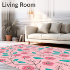 Pink Floral Vine Pattern Rug