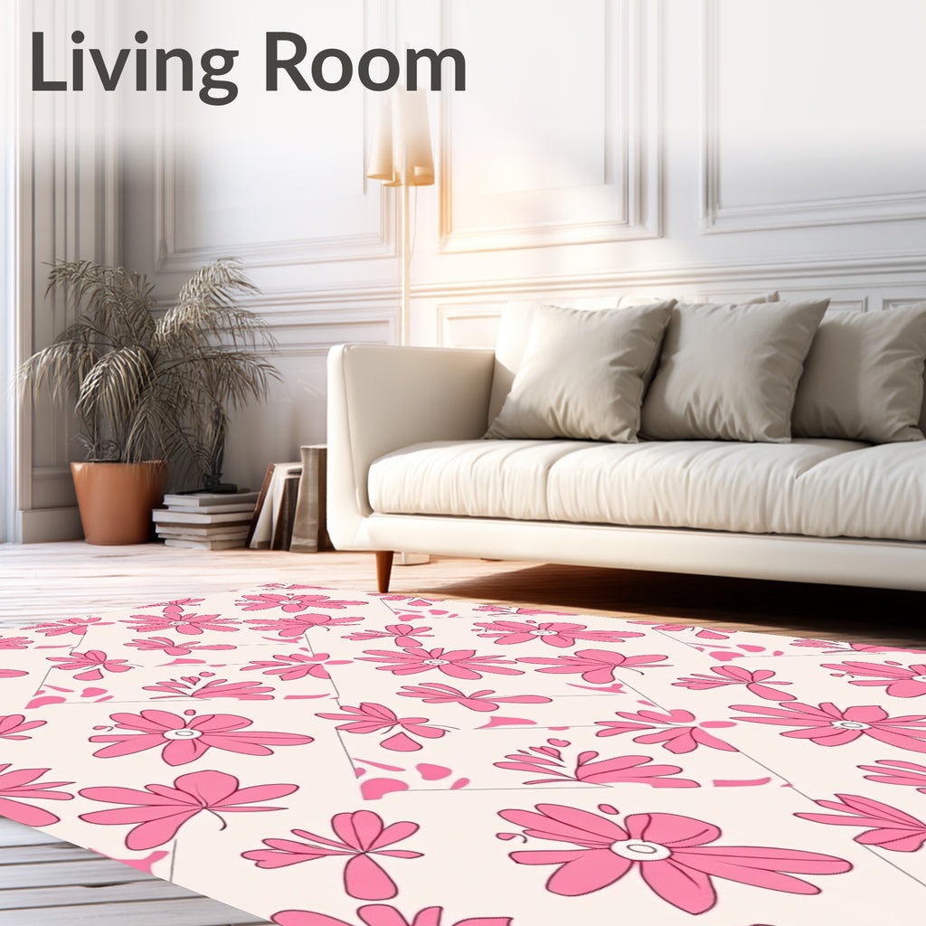 Pink Floral Patchwork Pattern Rug