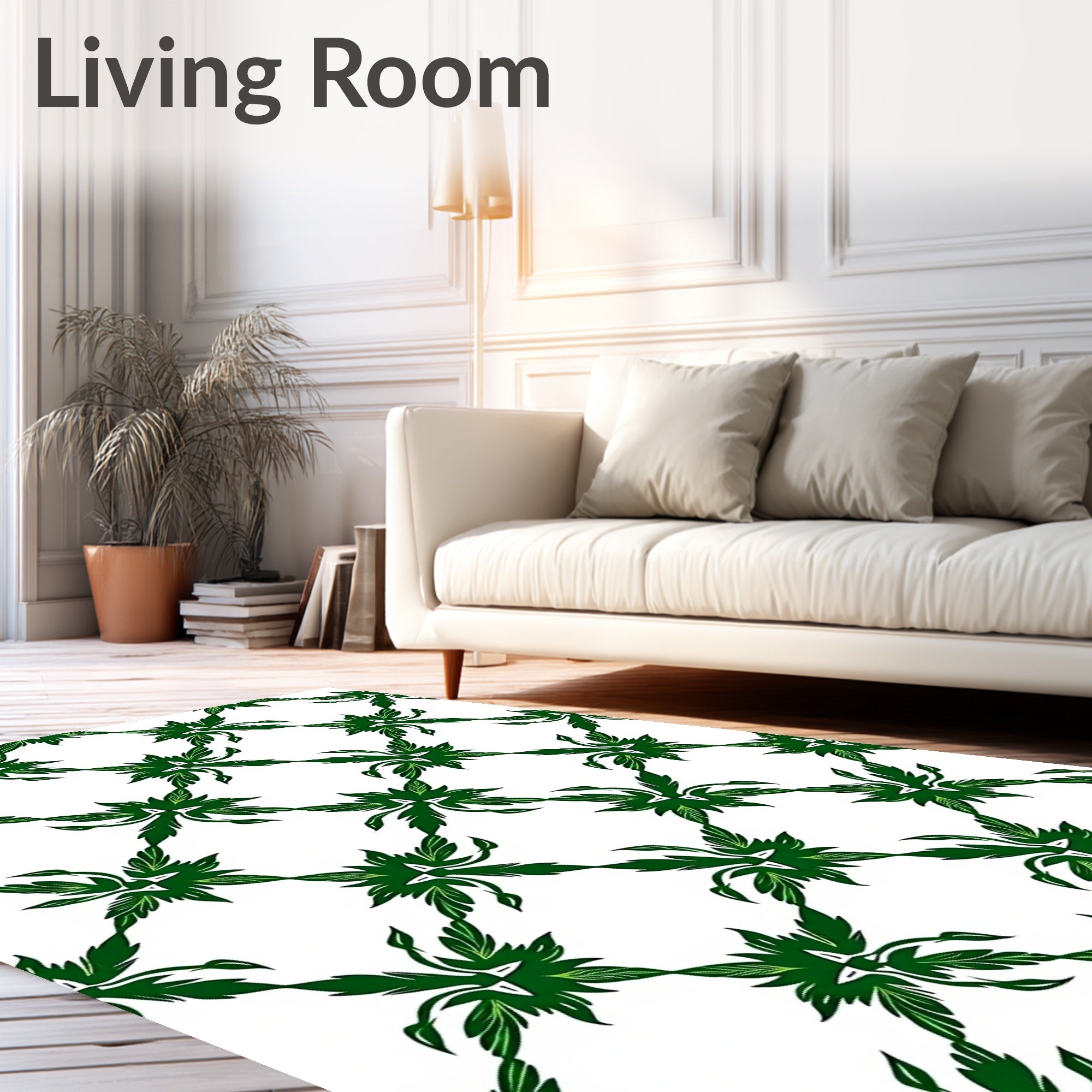 Green Leaf Lattice Pattern Rug
