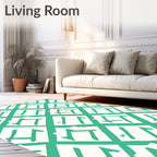 Modern Teal Geometric Diamond Rug