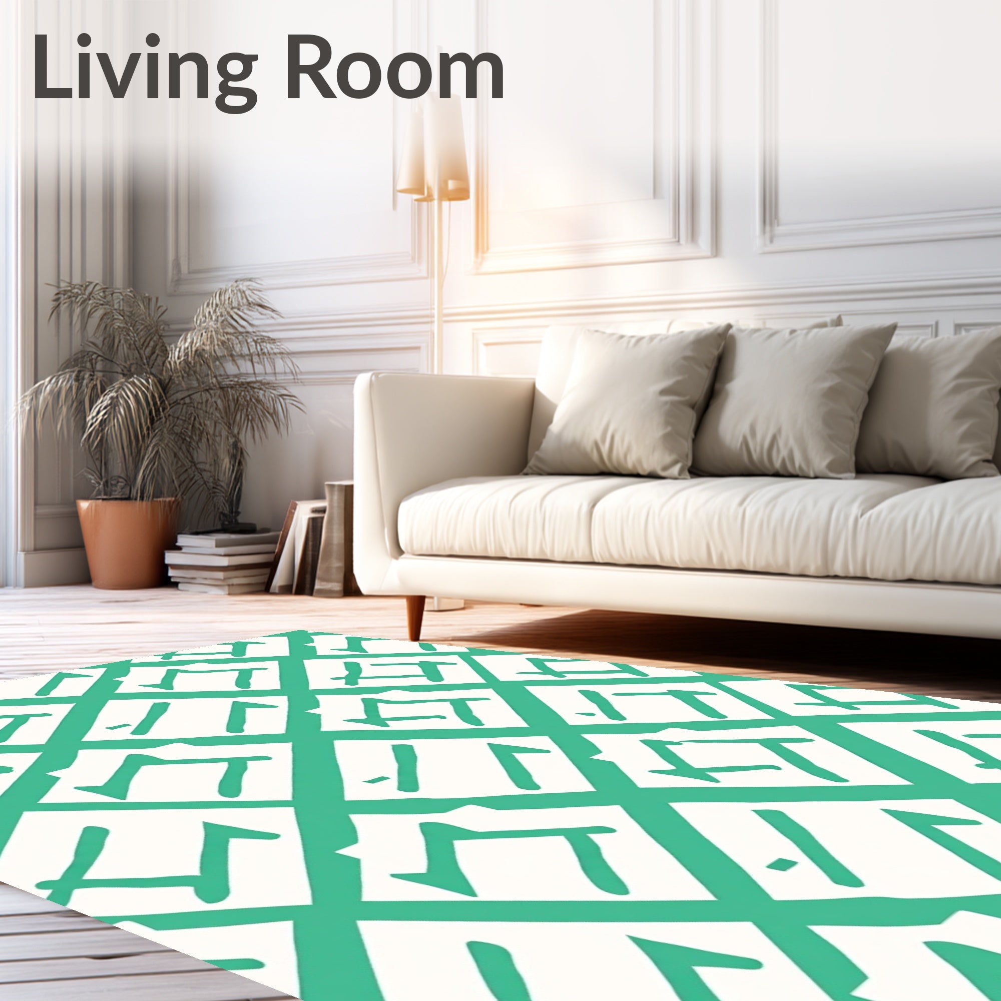 Modern Teal Geometric Diamond Rug